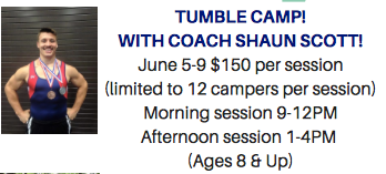 Tumble Camp with Coach Shaun Scott June 5th-9th